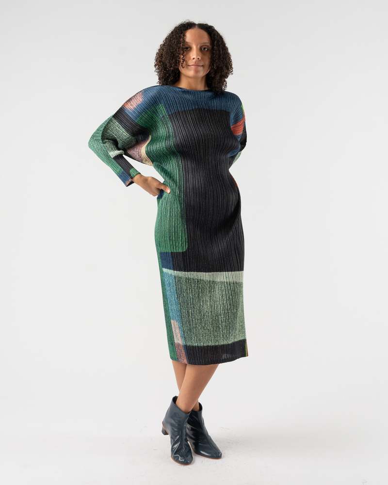Pleats Please Issey Miyake Mixing Dress in Blue | Garmentory