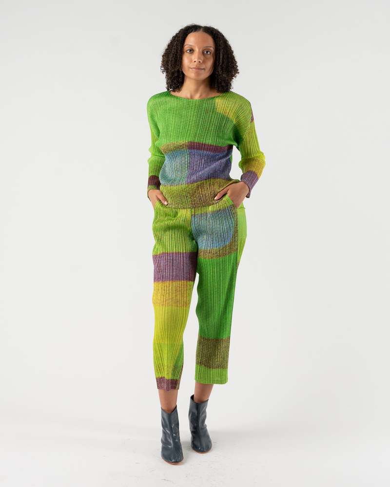 Pleats Please Issey Miyake Mixing Top in Green | Garmentory