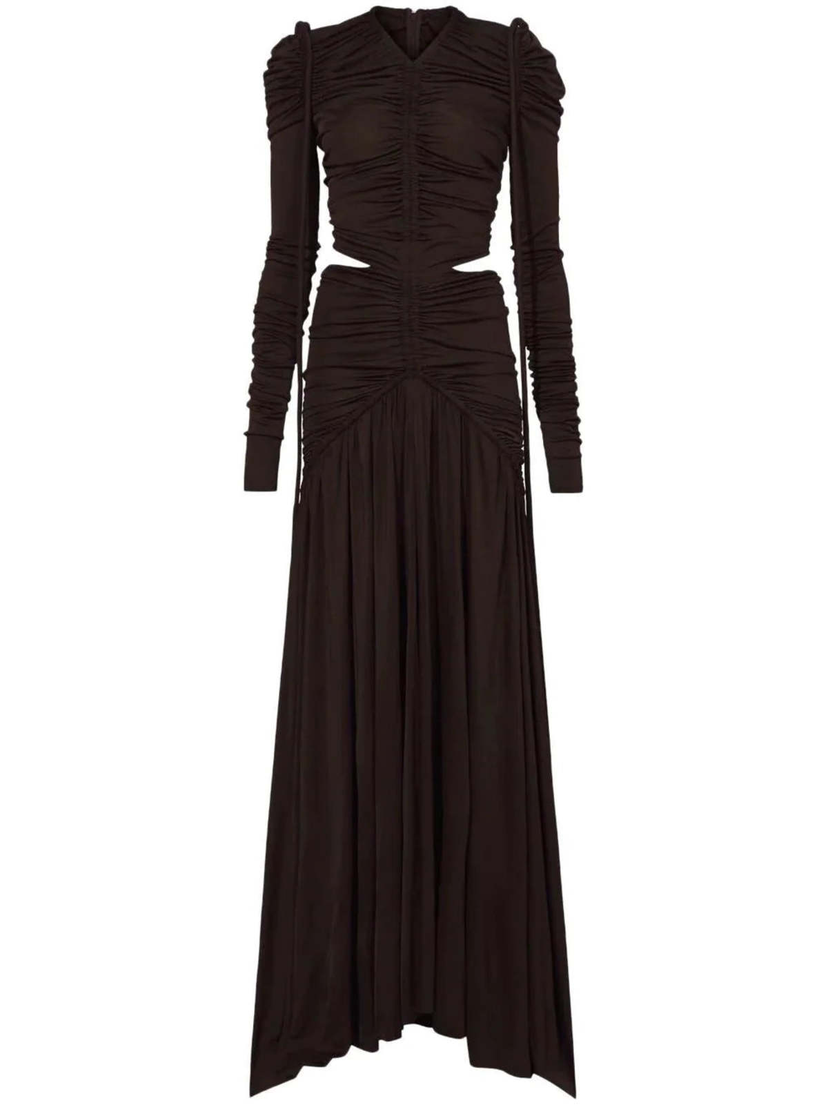 Proenza Schouler Viscose Jersey Cinched Cut Out Dress - Dark Brown