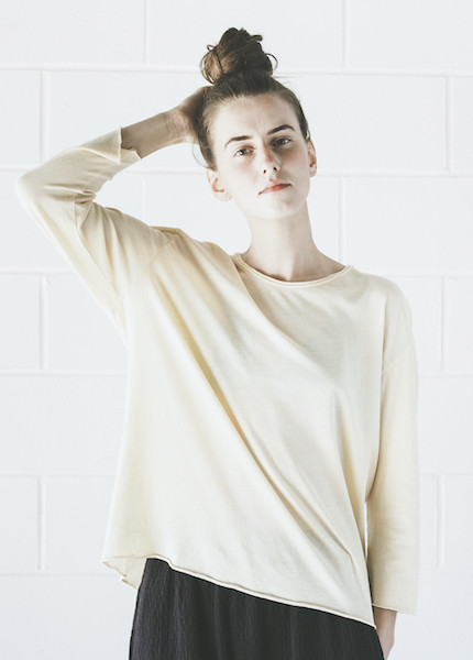 Black Crane Back Seem Long Sleeve in Cream Black Crane Back Seem Long Sleeve in Cream