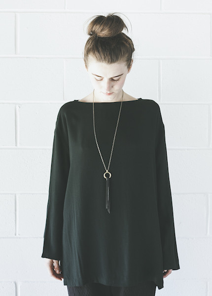 Black Crane Long Slit Top | Forest Black Crane Long Slit Top | Forest