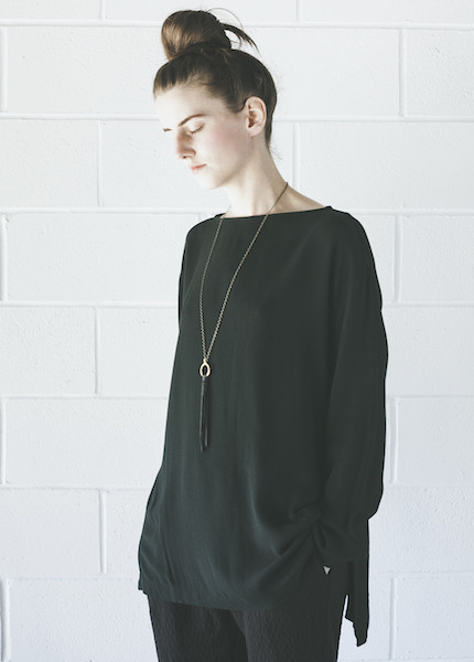 Black Crane Long Slit Top | Forest Black Crane Long Slit Top | Forest