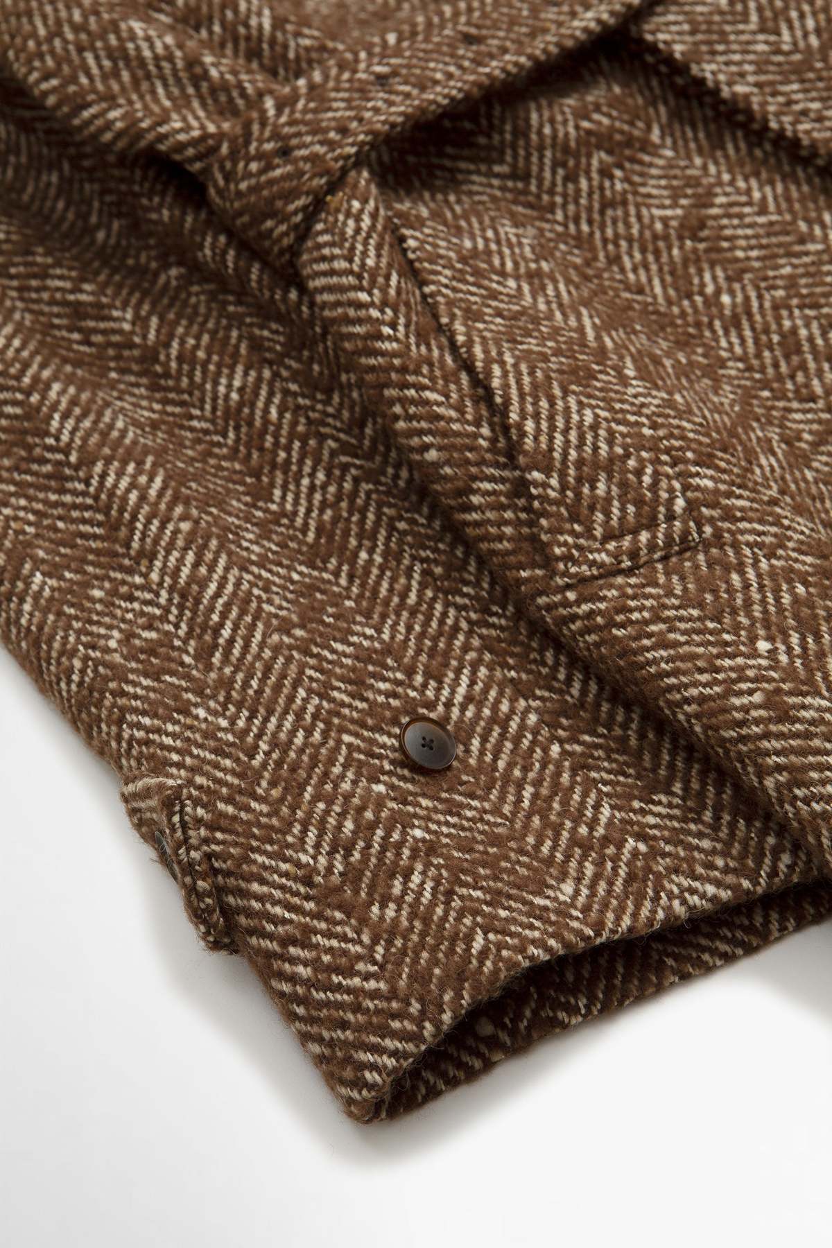 Auralee Alpaca Herringbone Tweed Coat - Brown | Garmentory