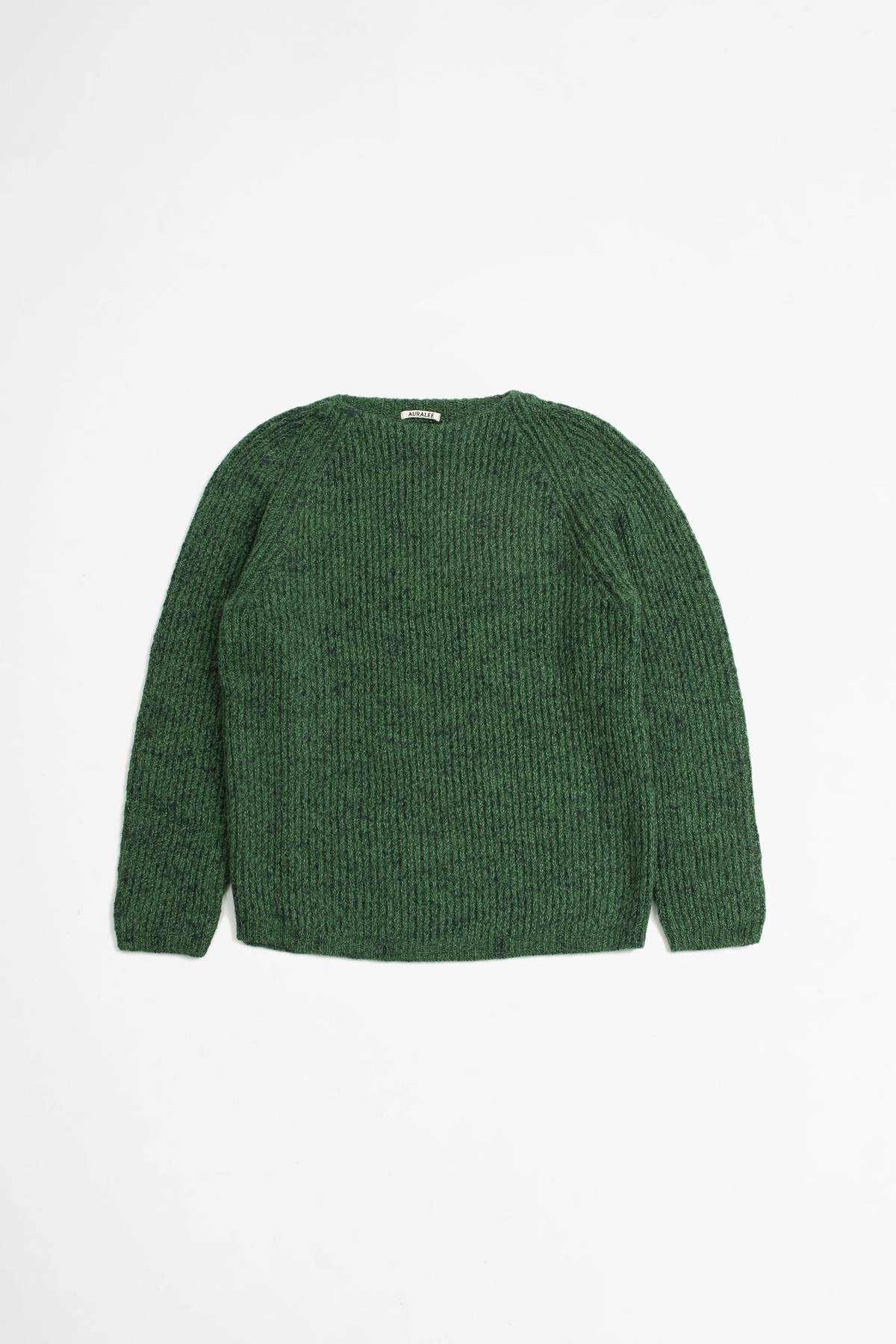 Auralee Baby Alpaca Mix Rib Knit Pullover - Green | Garmentory