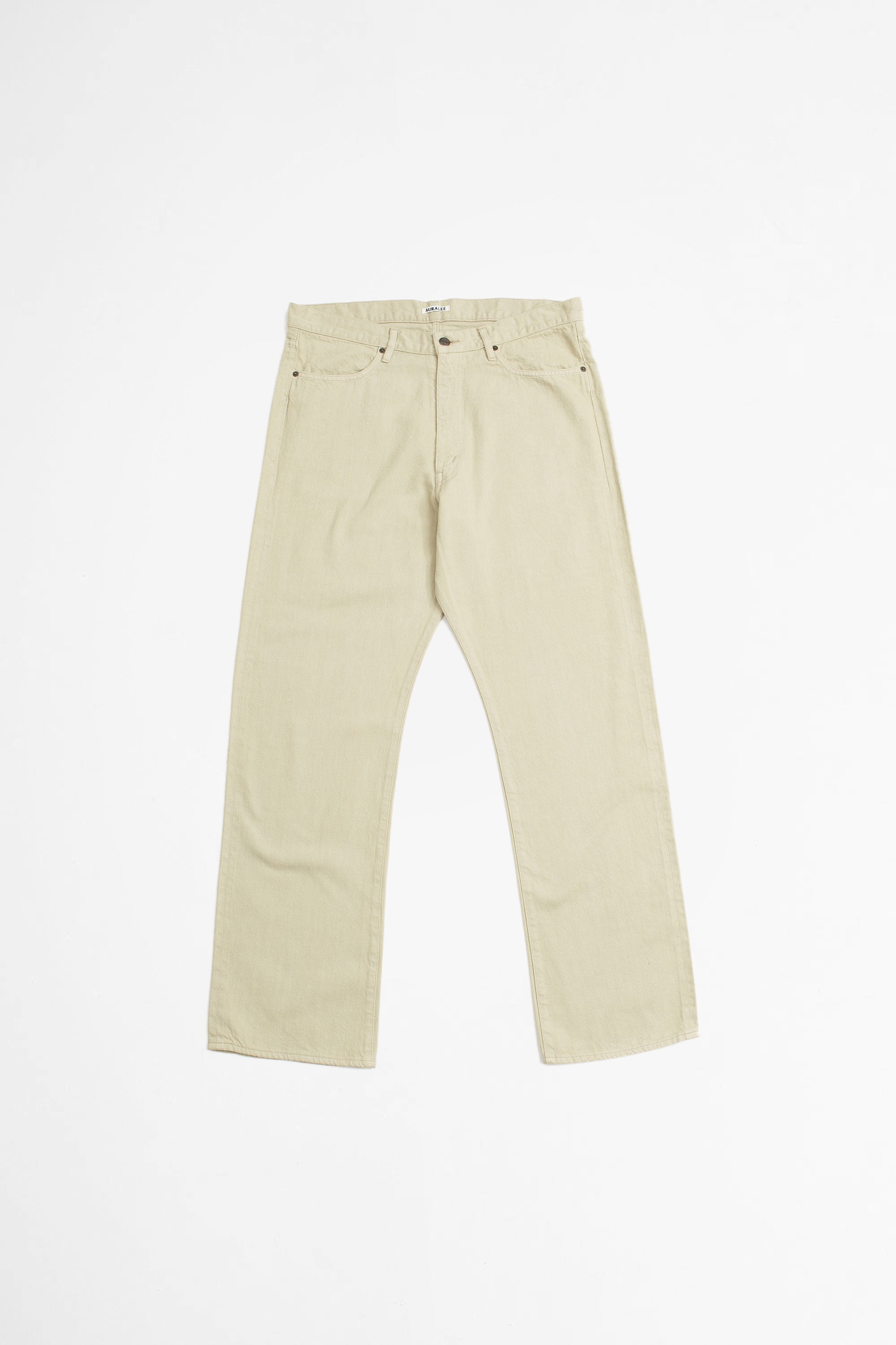 Auralee Botanical Dyed Selvedge Denim Pants - Natural Green