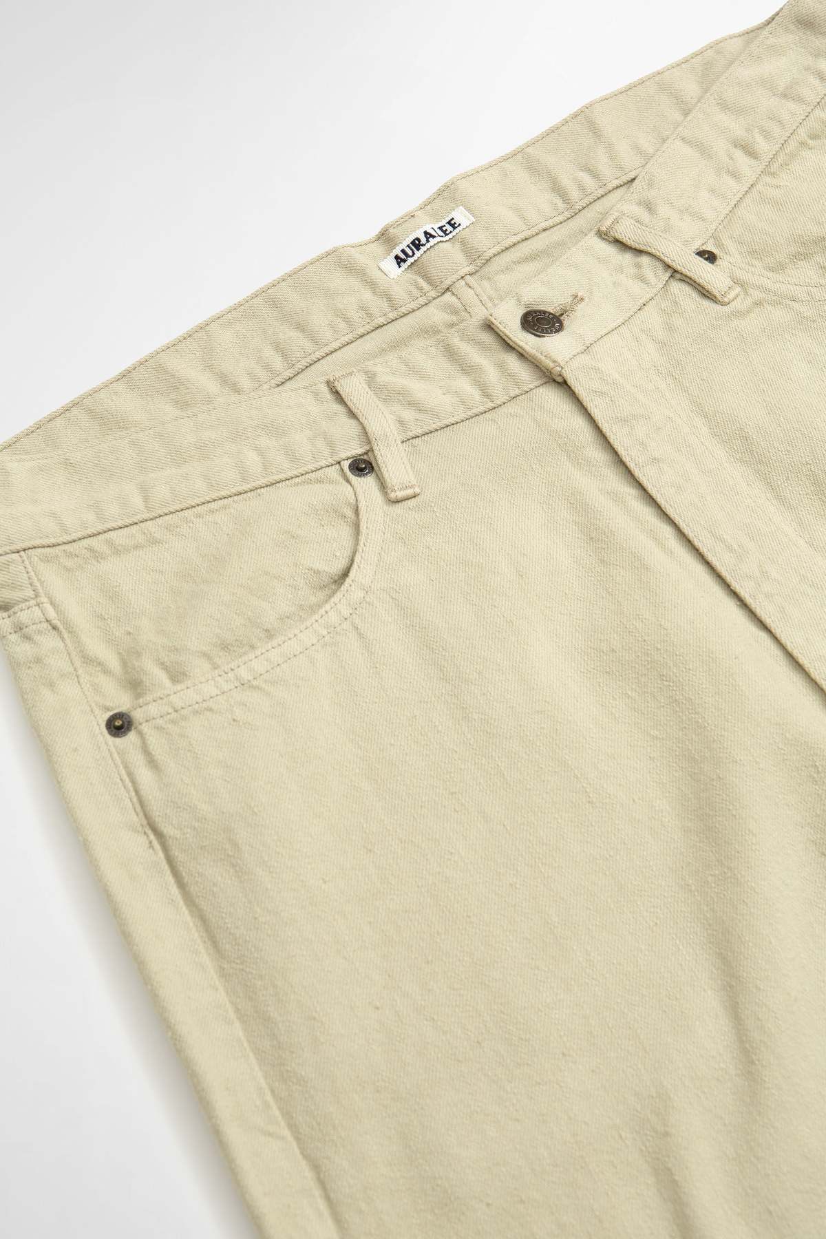 Auralee Botanical Dyed Selvedge Denim Pants - Natural Green 