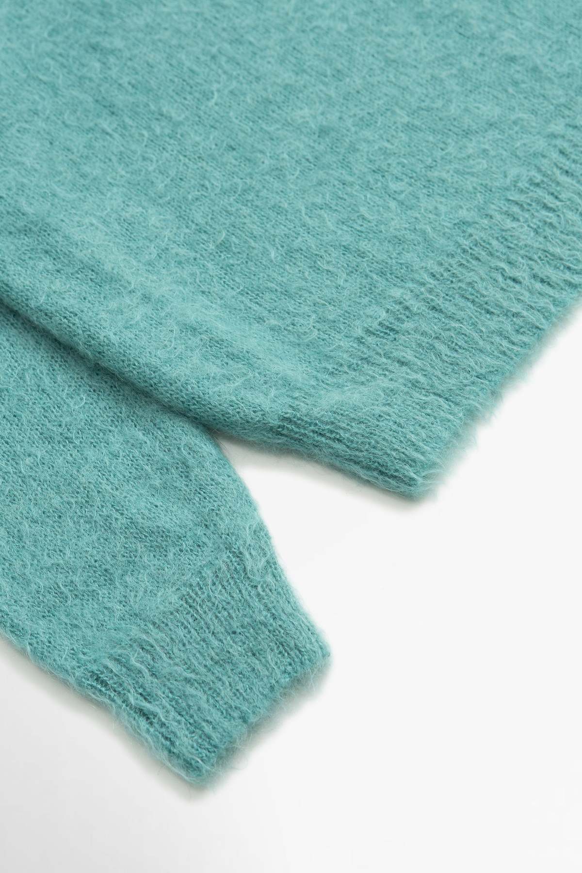 Auralee Brushed Super Kid Mohair Knit Polo - Blue - Image 3 of 5