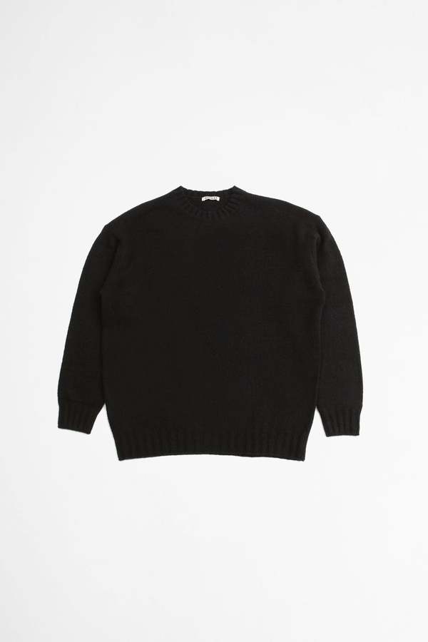 Auralee Shetland Wool Cashmere Knit Pullover - Black | Garmentory