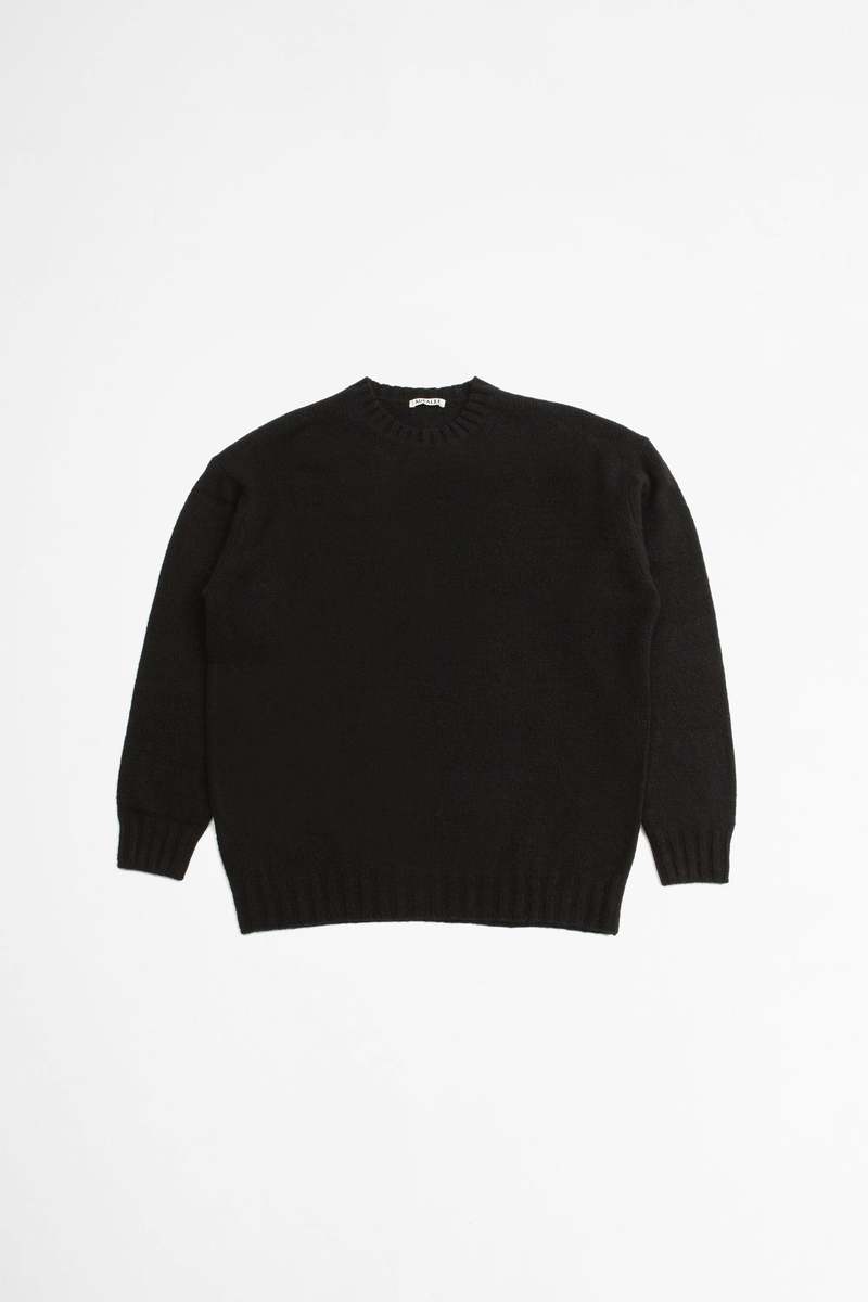 Auralee Shetland Wool Cashmere Knit Pullover - Black
