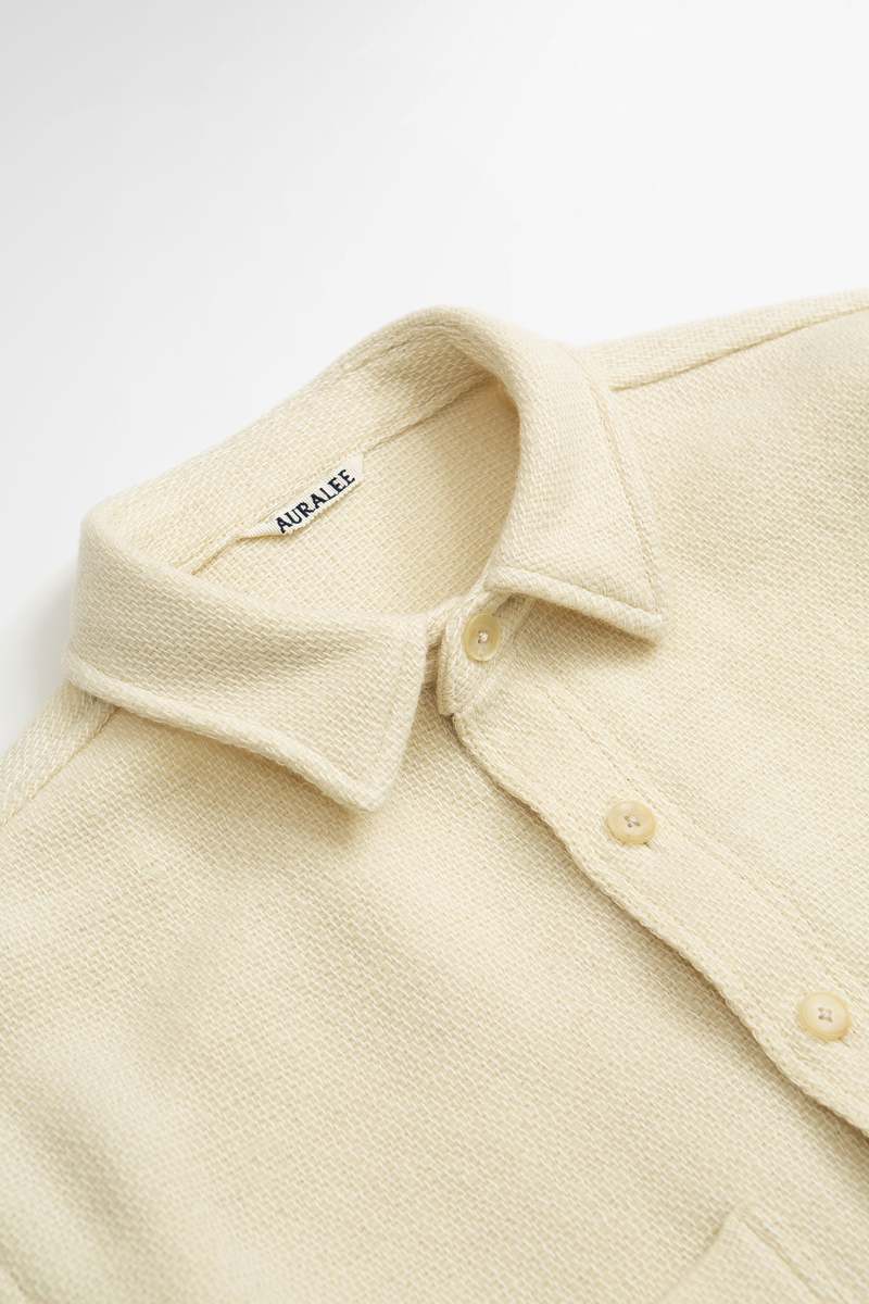Auralee Shetland Wool Org. Cotton Woven Shirt - Ivory | Garmentory