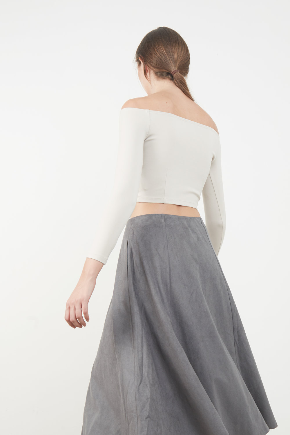 Heimish Off Shoulder Solid and Plaid Top
