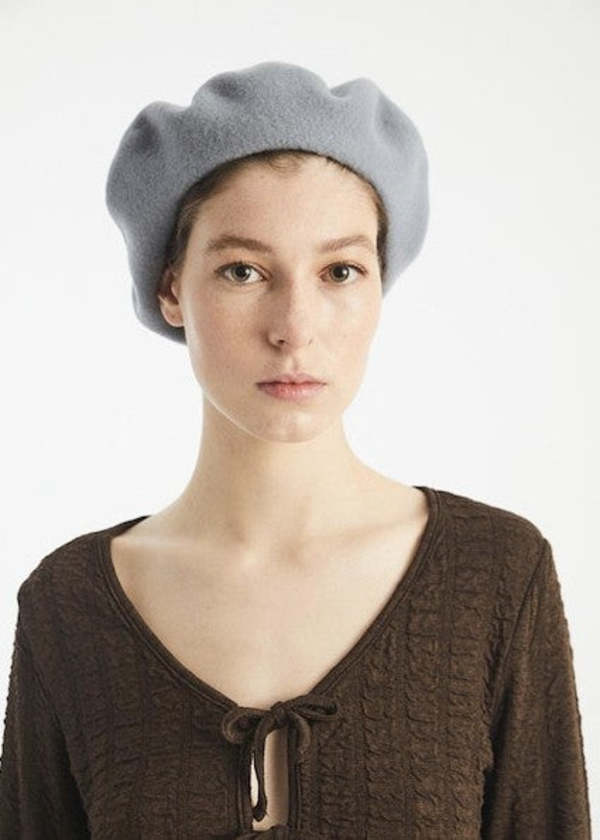 NEW RITA ROW women\'s wool beret in blue Rita Row Wool Beret - Sand | Garmentory main image 3
