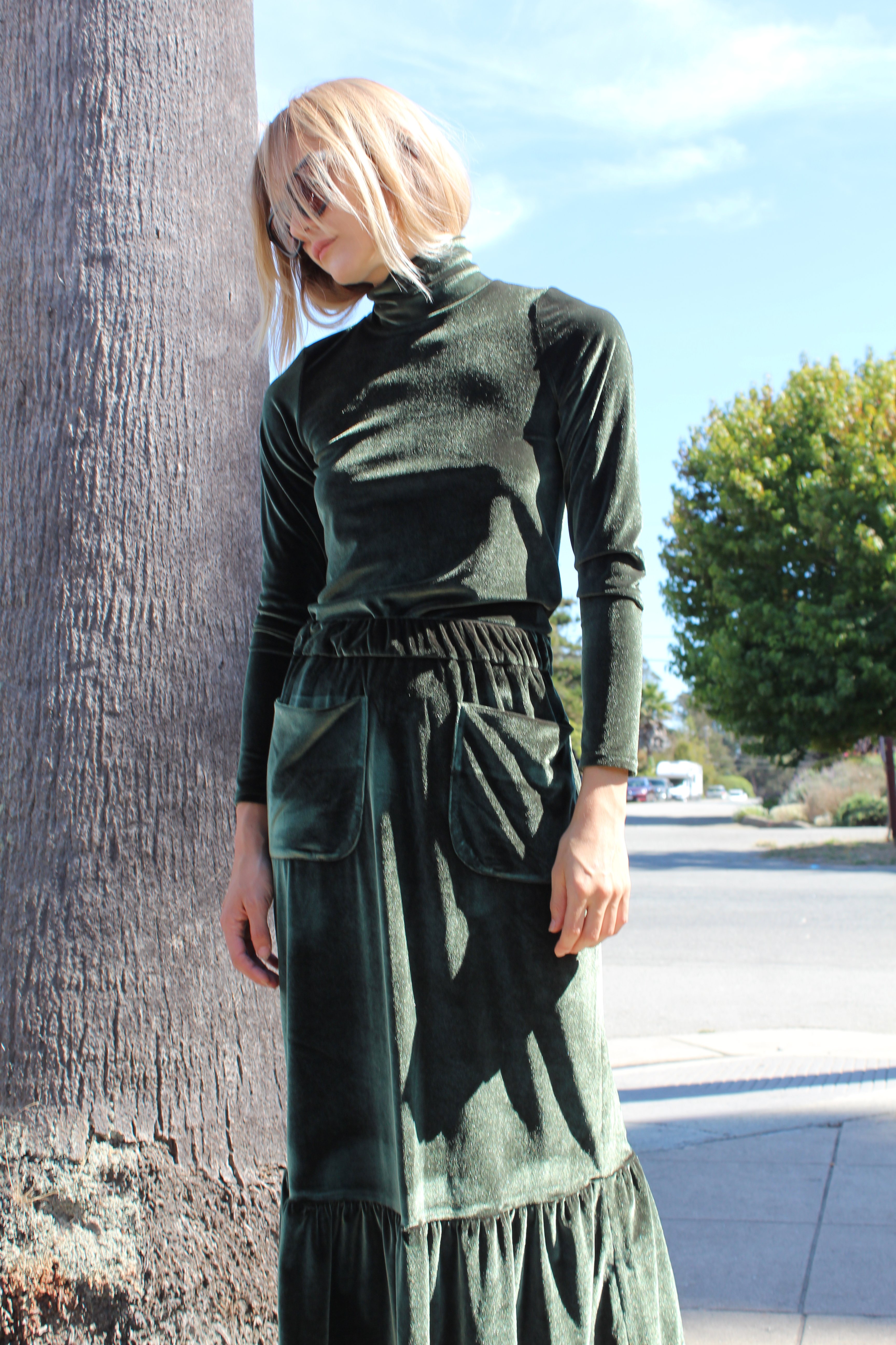 No.6 Ruffle Skirt Forest Velvet Garmentory