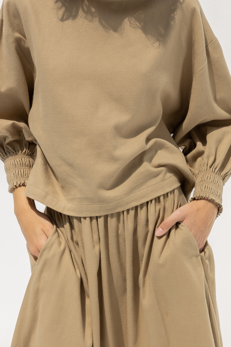 Black Crane Accordion Top - Mocha