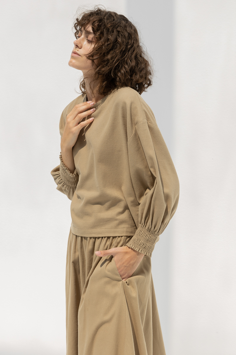 Black Crane Accordion Skirt - Mocha