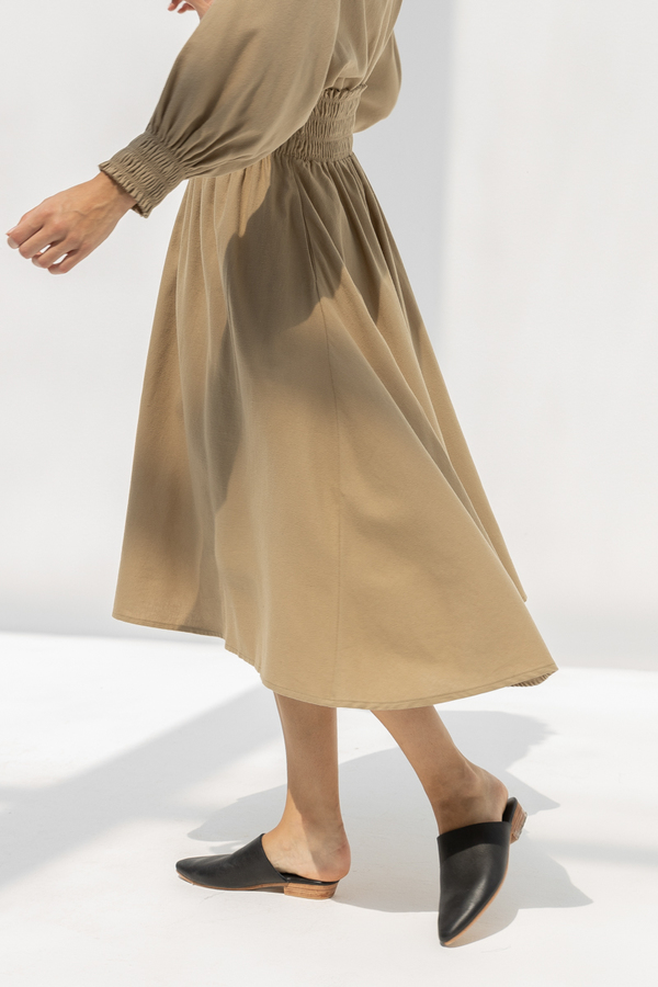Black Crane Accordion Skirt - Mocha