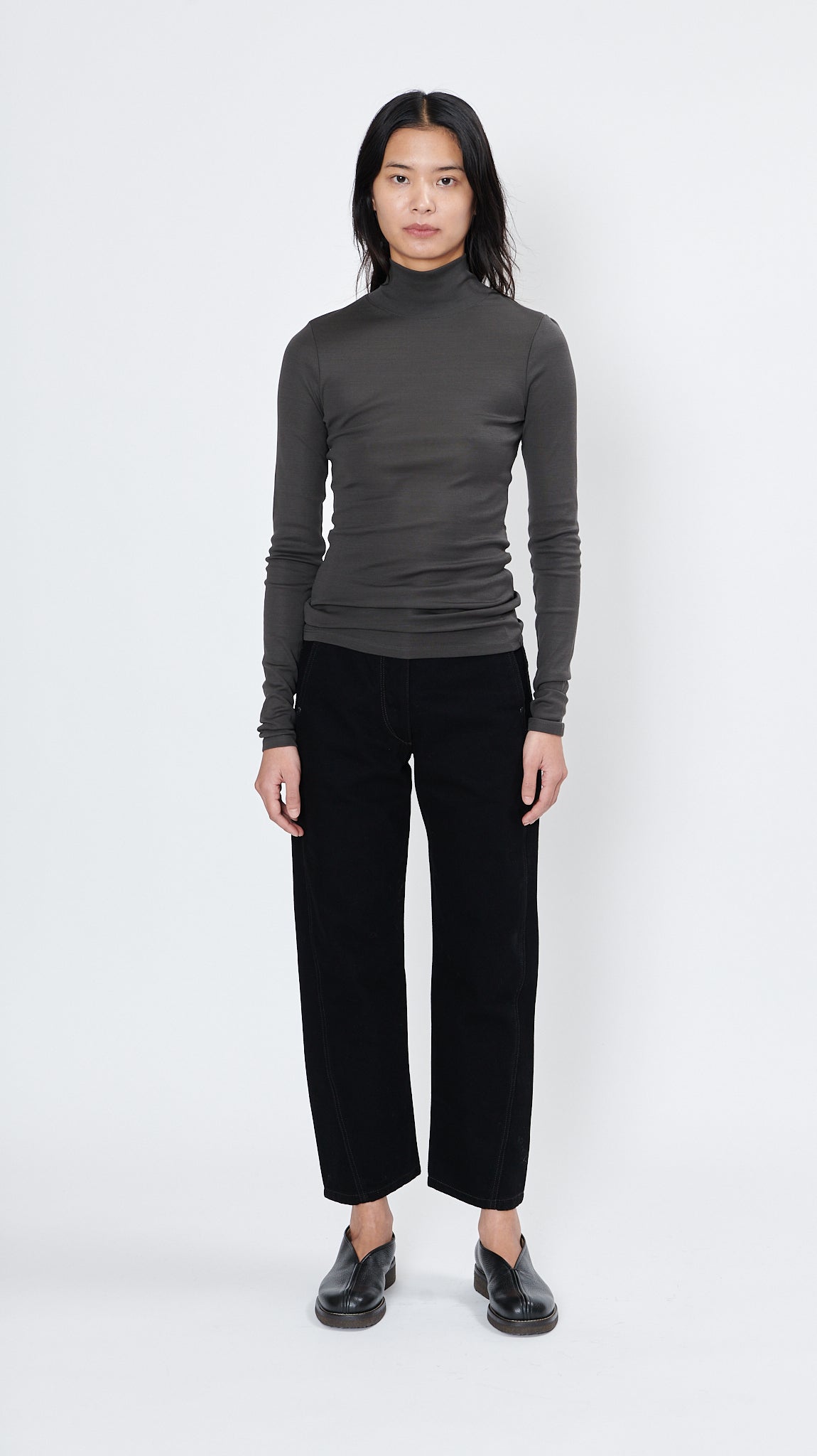 LEMAIRE　SECONDSKIN HIGHNECKTOP Lemaire Second Skin High Neck Top - Ash Black | Garmentory