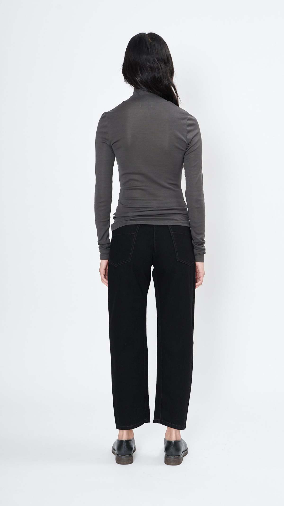 Lemaire Second Skin High Neck Top - Ash Black | Garmentory