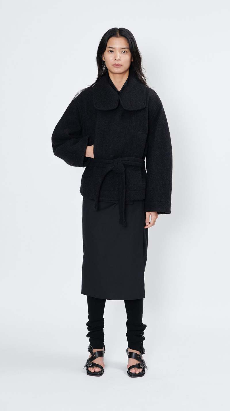 Lemaire Short Bathrobe Coat - Black | Garmentory