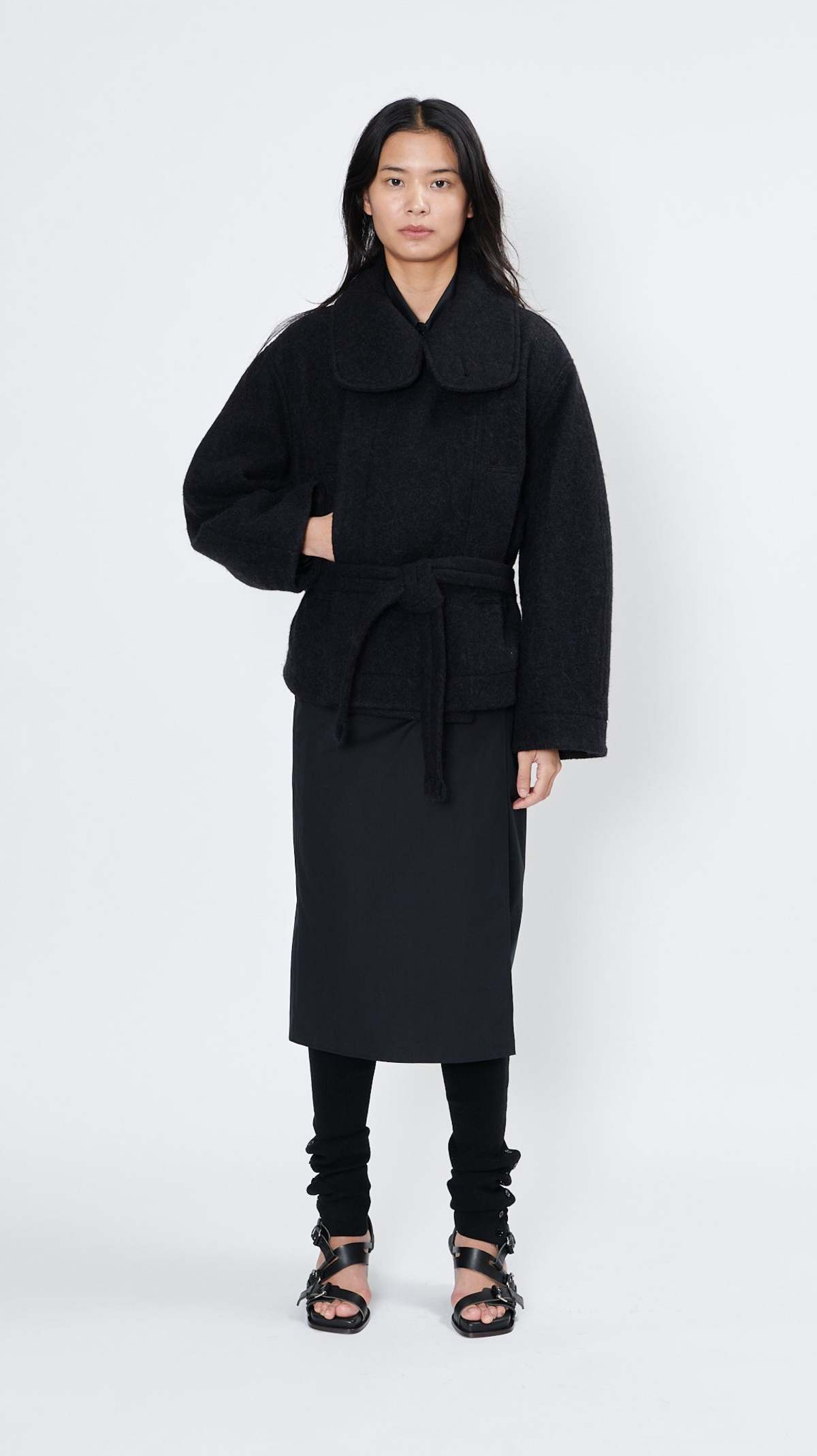 Lemaire Short Bathrobe Coat Black Garmentory