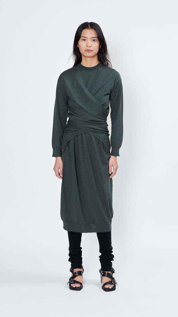 Lemaire Wrap Dress - Ash Black | Garmentory