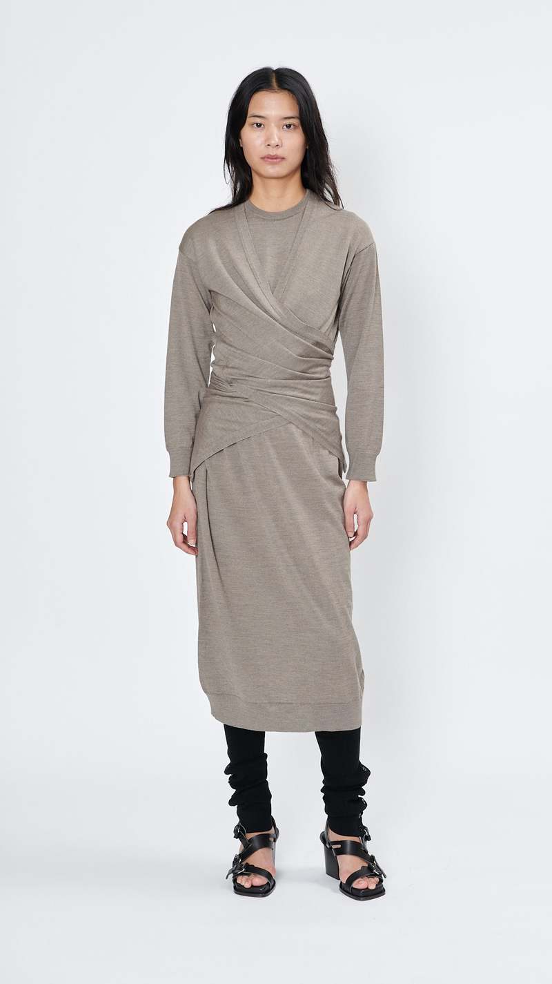 Wrap Dress in Grey Beige | Garmentory
