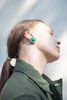 Robin Mollicone Button Earrings -  Green Malachite - Thumbnail 2