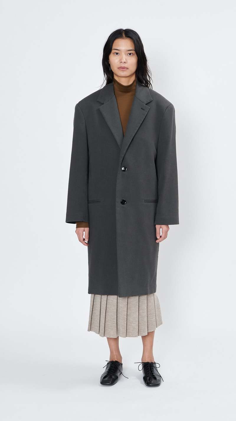 Lemaire Chesterfield Coat - Ash Black | Garmentory