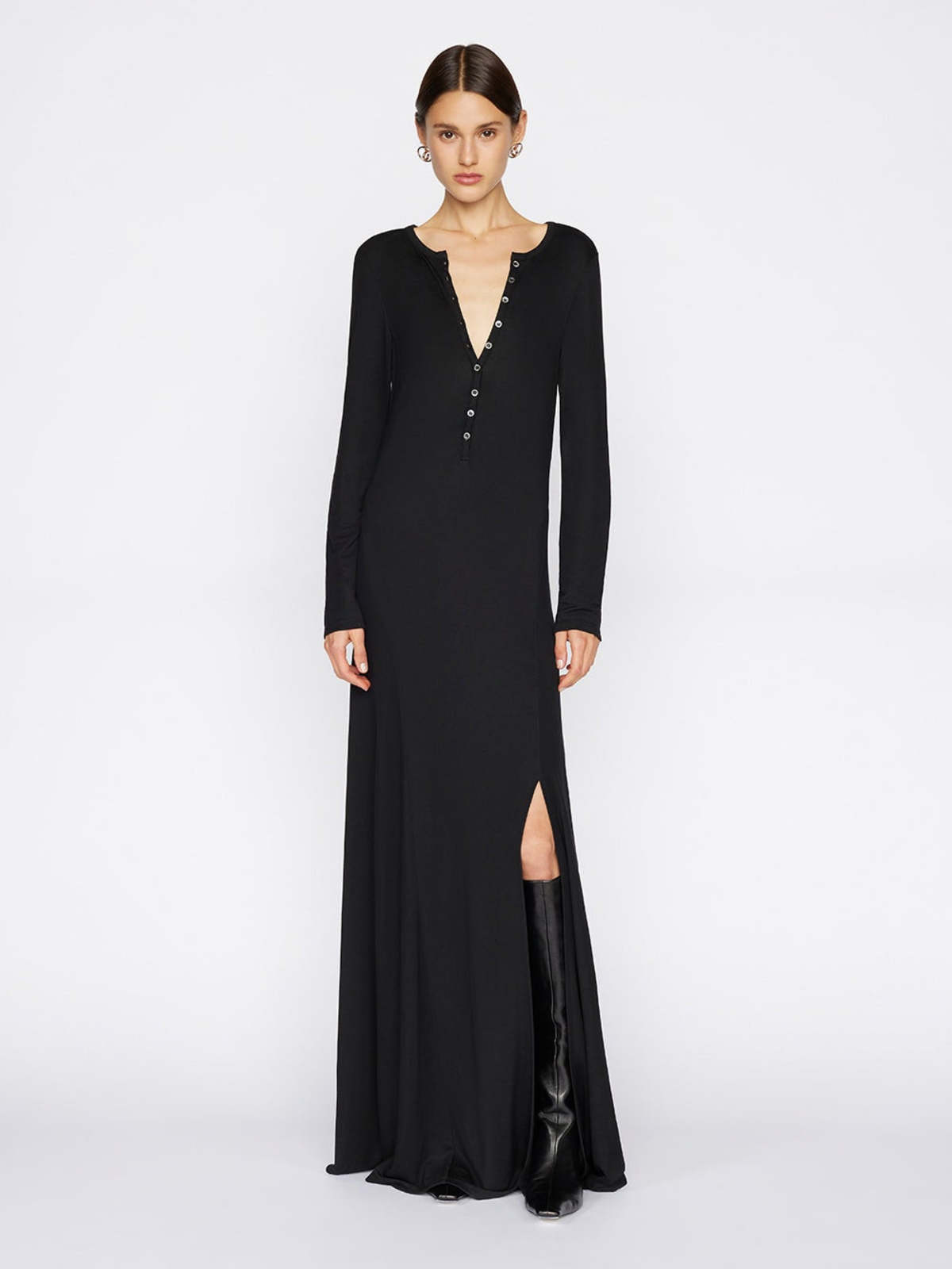 fitted lace wedding dress Long Sleeve Henley Maxi Dress main image 0