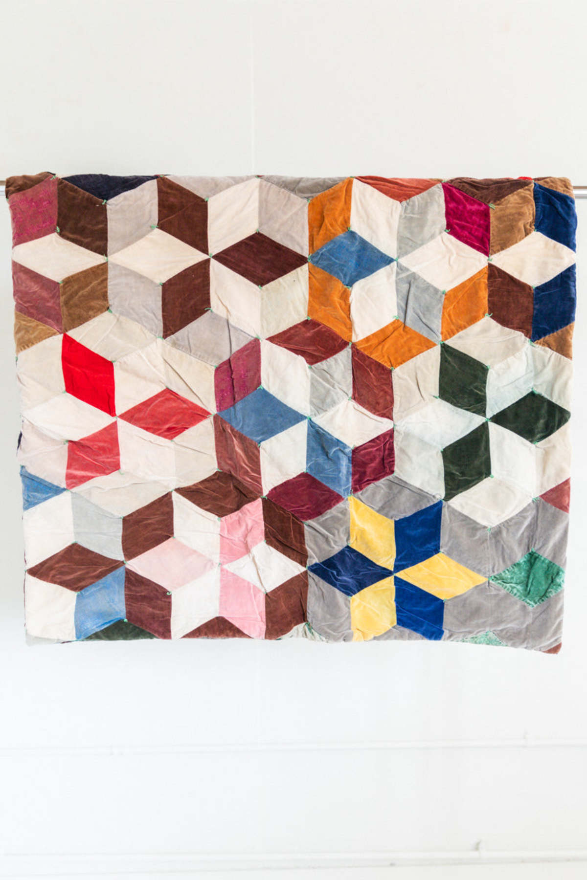 Vintage ANTIQUE VELVET PATCHWORK QUILT Multi Garmentory