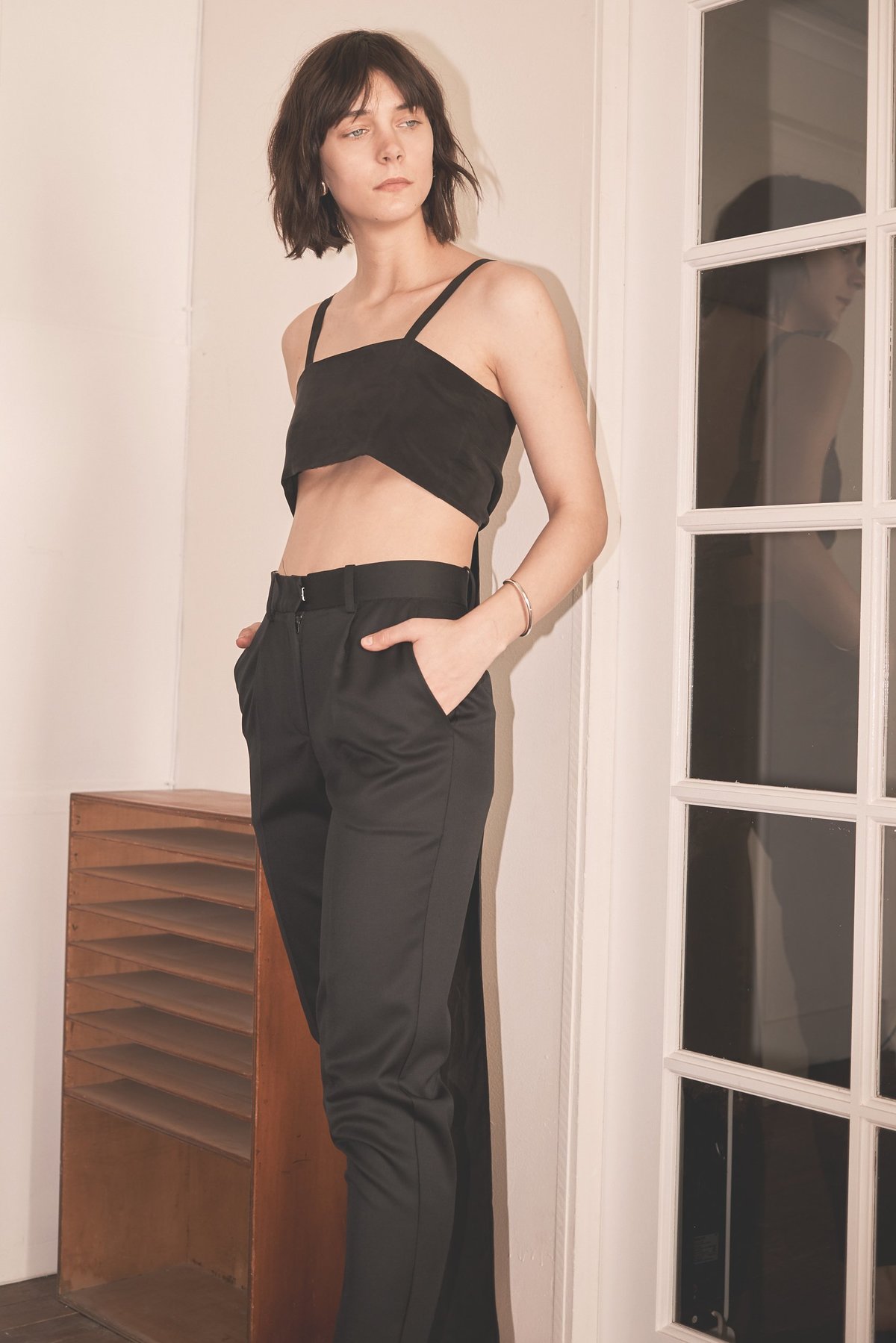 Wynn Hamlyn Fitted Wool Trouser - BLACK - Image 1 of 4