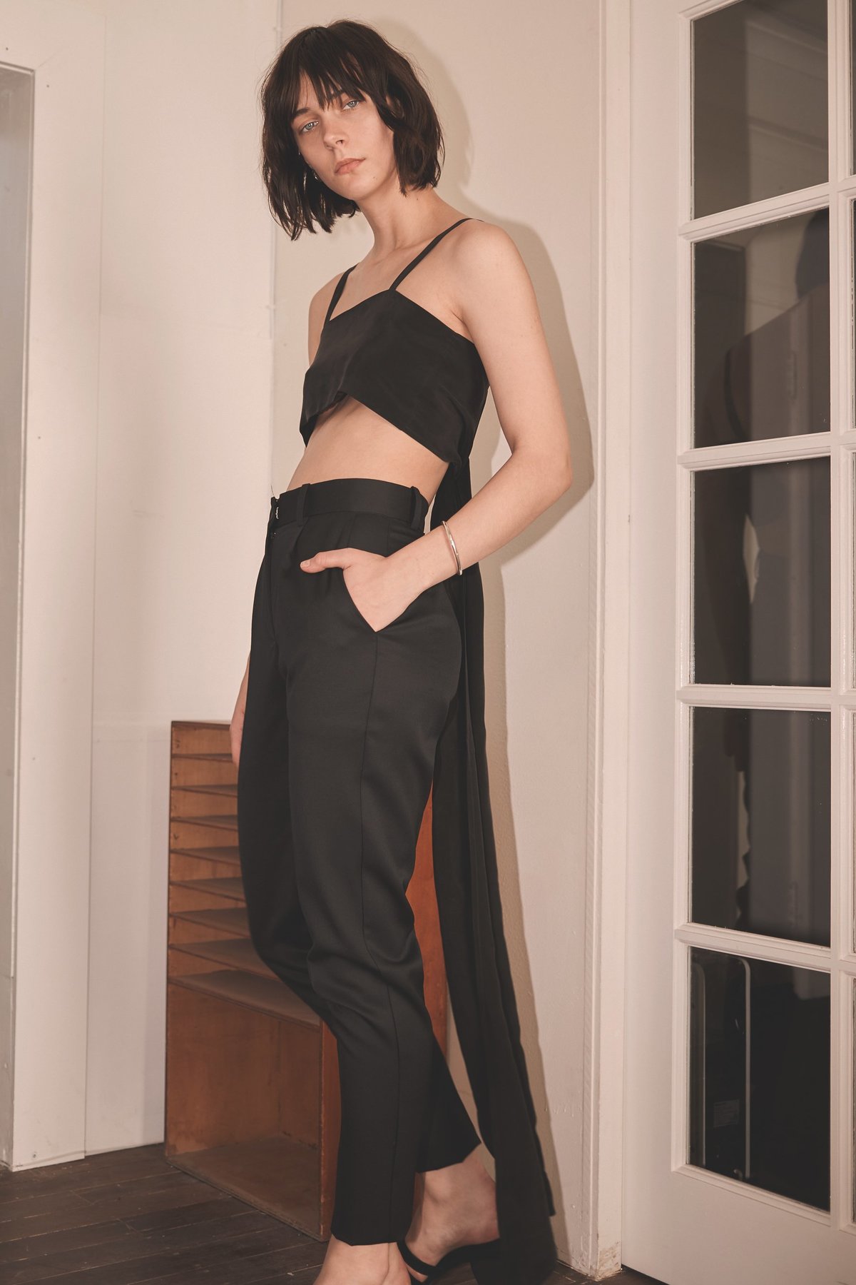 Wynn Hamlyn Fitted Wool Trouser - BLACK - Image 3 of 4