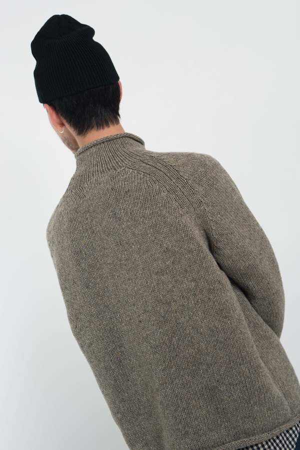 ENDS and MEANS Roll Neck Nep Knit - Grey | Garmentory