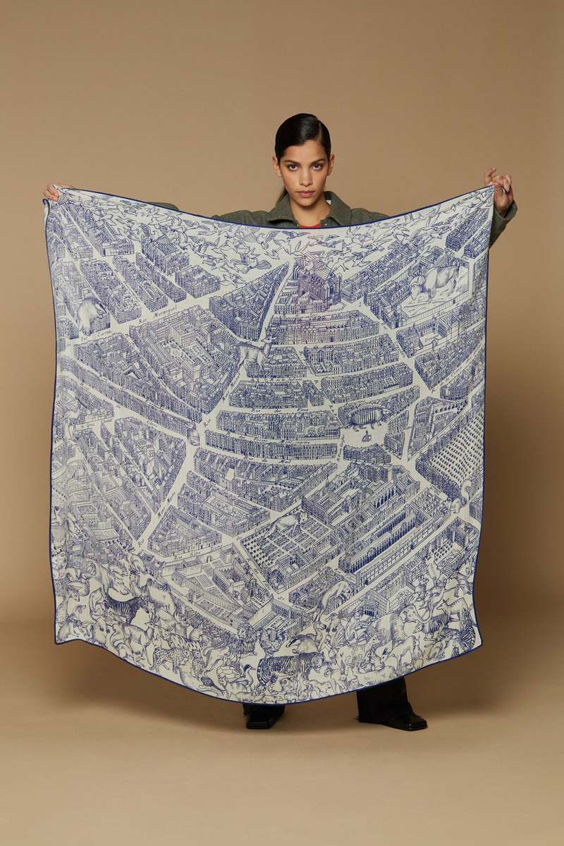 Inoui Editions Square 130 Turgot Scarf - Blue | Garmentory