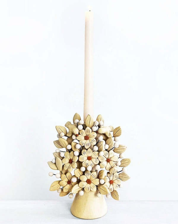 Banshee Flora Clay Taper Candle holder Beige Garmentory