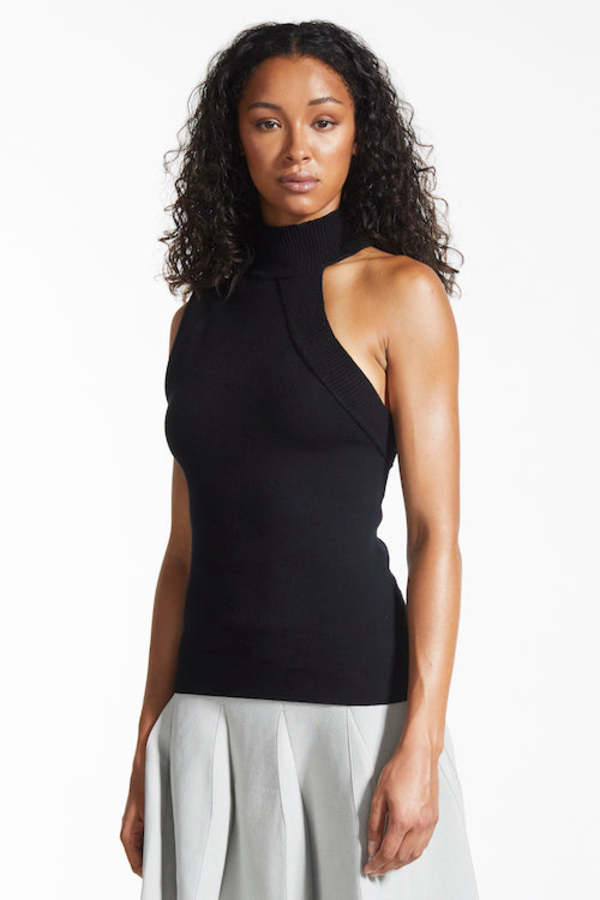 Fang Asymmetrical Turtleneck Knit Tank | Garmentory