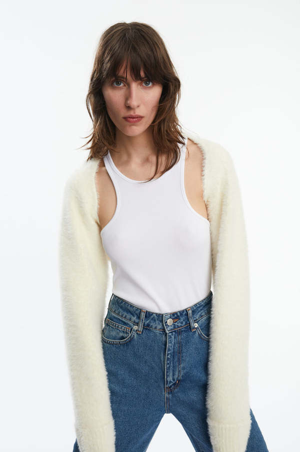 Oval Square Encore Knit Bolero - Gardenia White | Garmentory