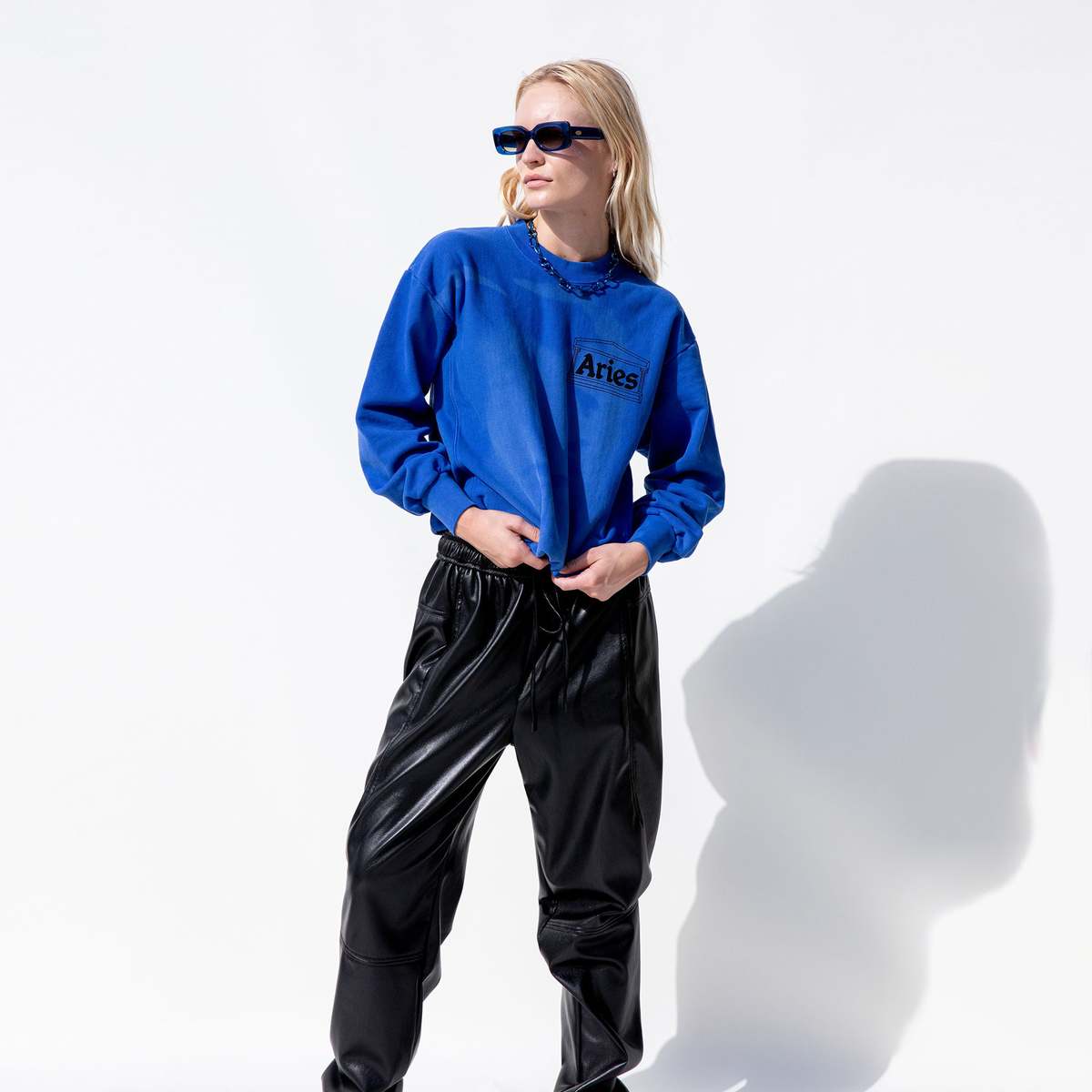 ★ARIES★ Sunbleached Cross Grain Temple Sweatshirt Blue FTA Aries-Arise-Sunbleached-Cross-