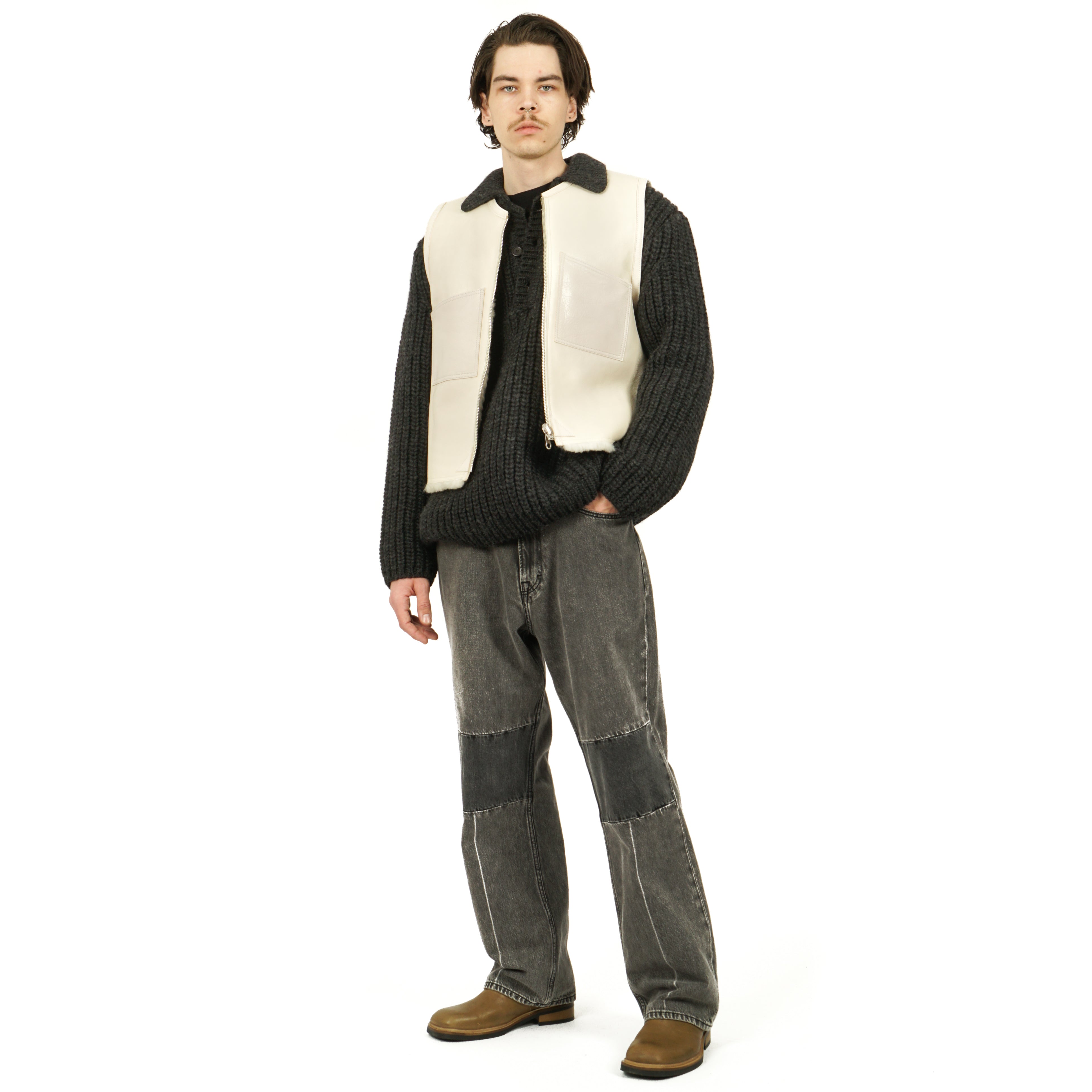 Our Legacy REVERSIBLE SHEARLING VEST - ROYAL WHITE | Garmentory