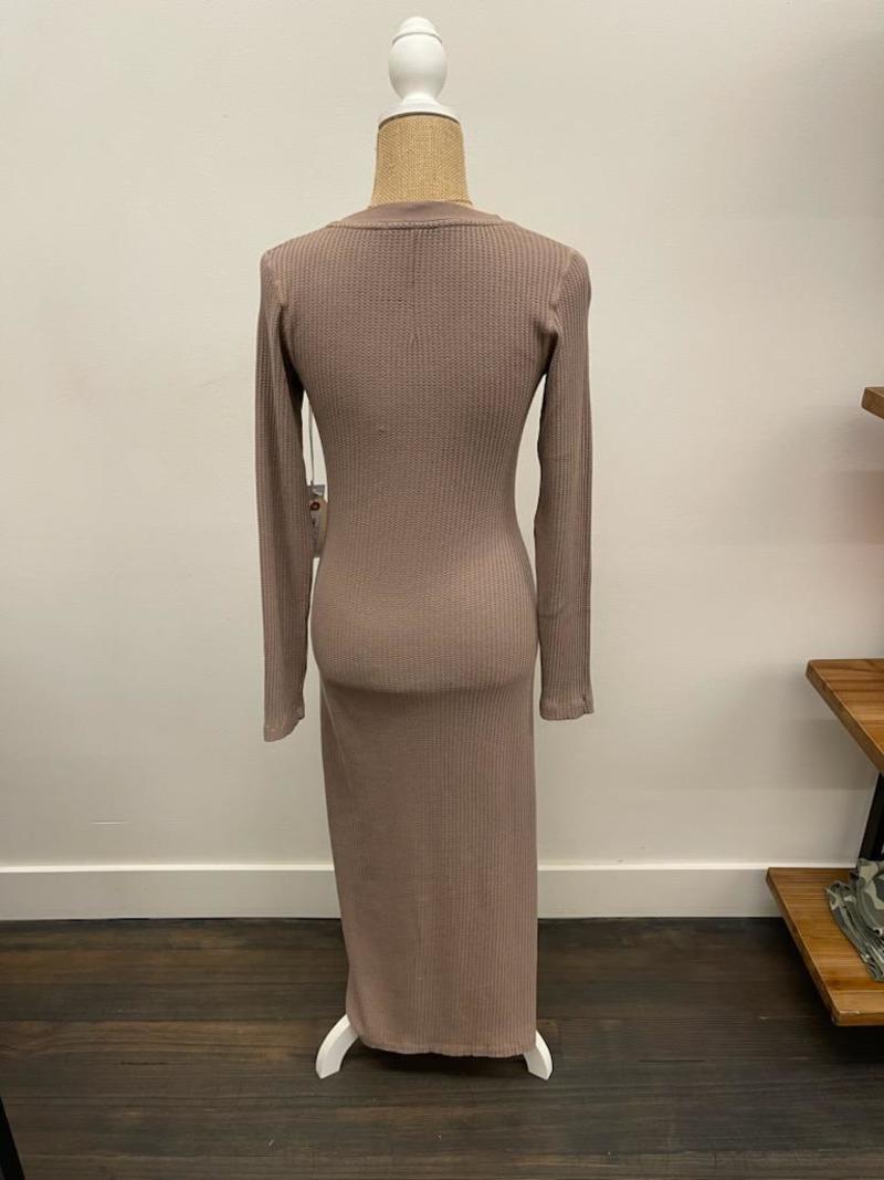 thermal bodycon dress Free People FP One Katya Thermal Mini Bodycon Dress Brown Size Medium NWOT