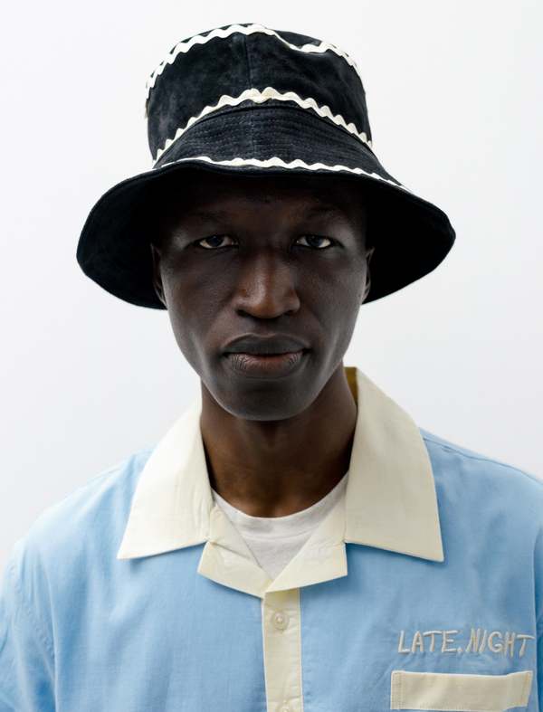 Unisex BODE Suede Rickrack Hat - White/Black | Garmentory display picture 1