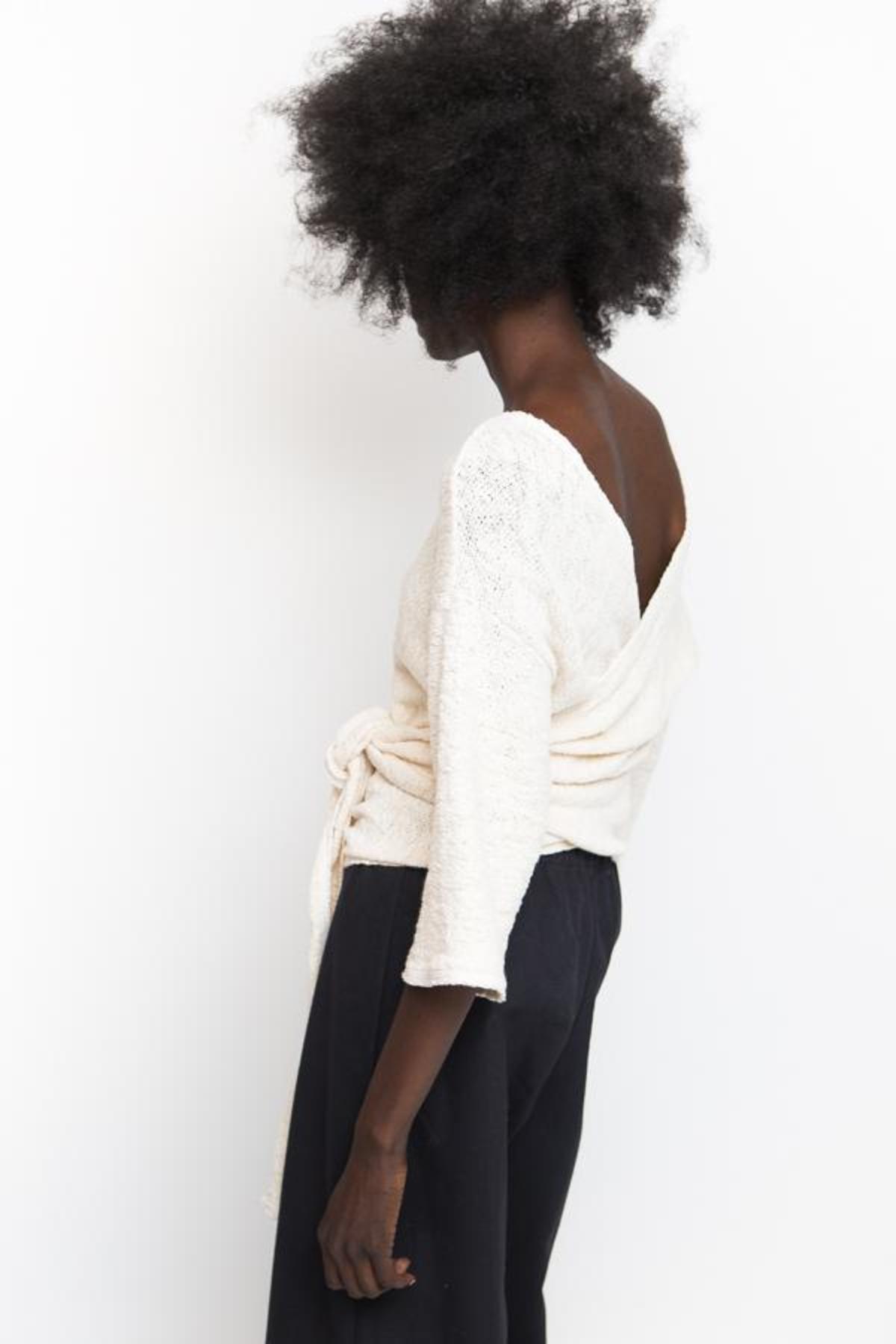 Hackwith Design House Sweater Wrap Top - Cream | Garmentory