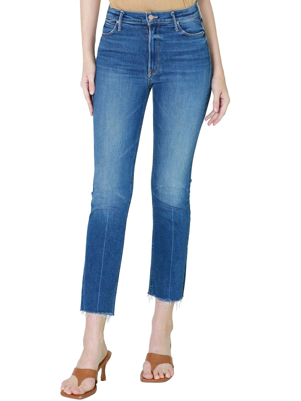 Mother The Mid Rise Dazzler Ankle Fray