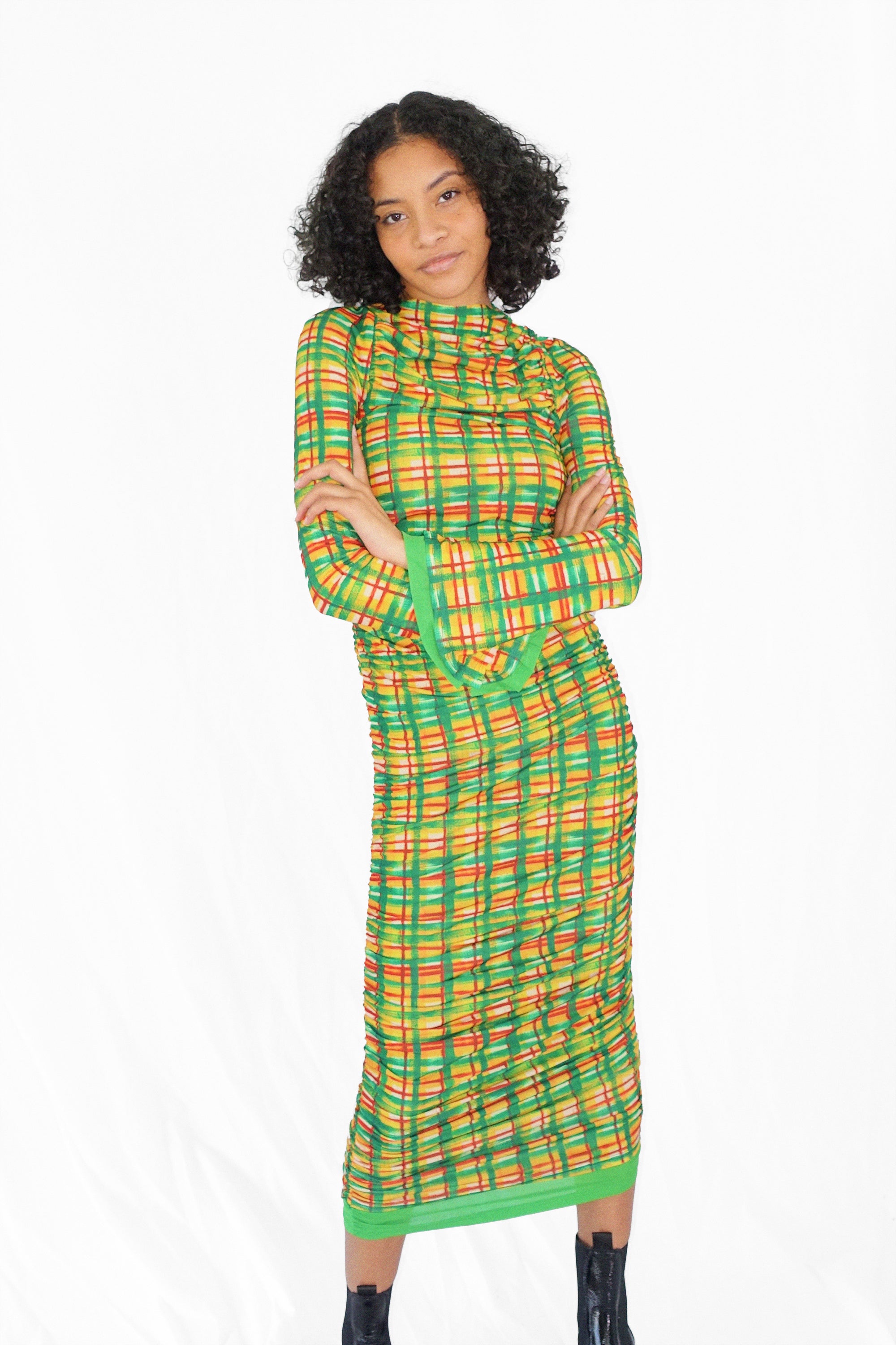 Simon Miller Mesh Azora Dress - Astronomer Plaid | Garmentory