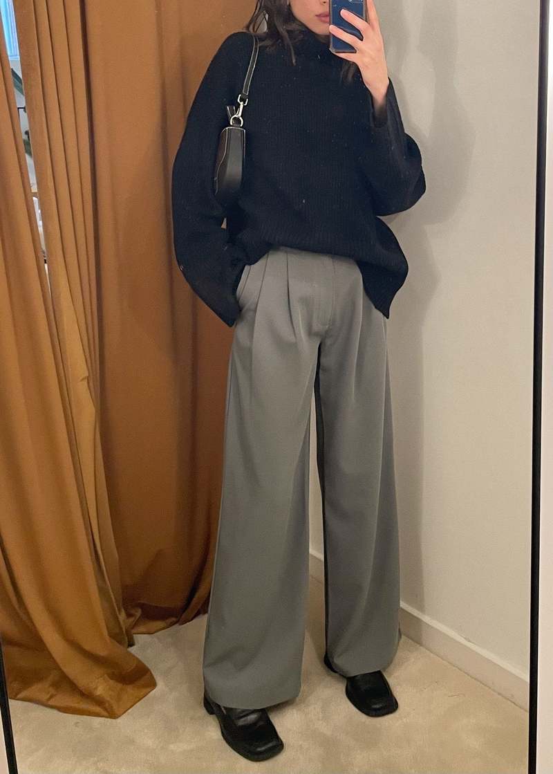 Crescent Straight Leg Trousers - Cool Gray