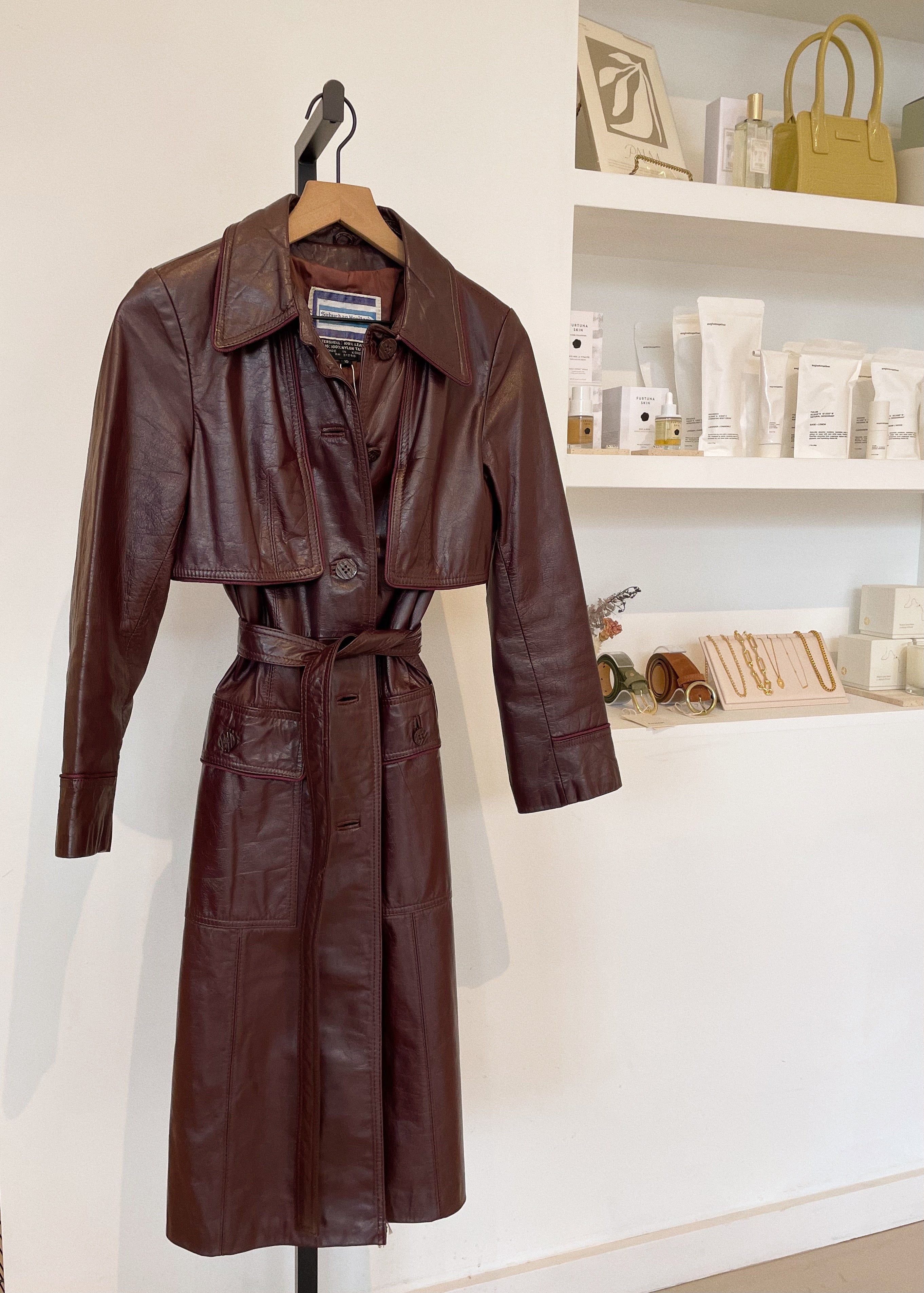 Vintage Leather Trench Burgundy Garmentory