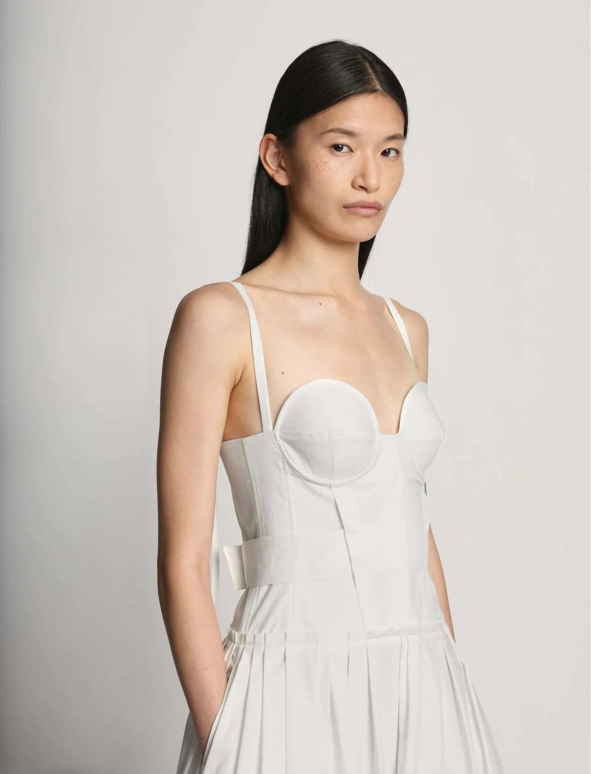 Proenza Schouler Poplin Bustier Dress - White | Garmentory
