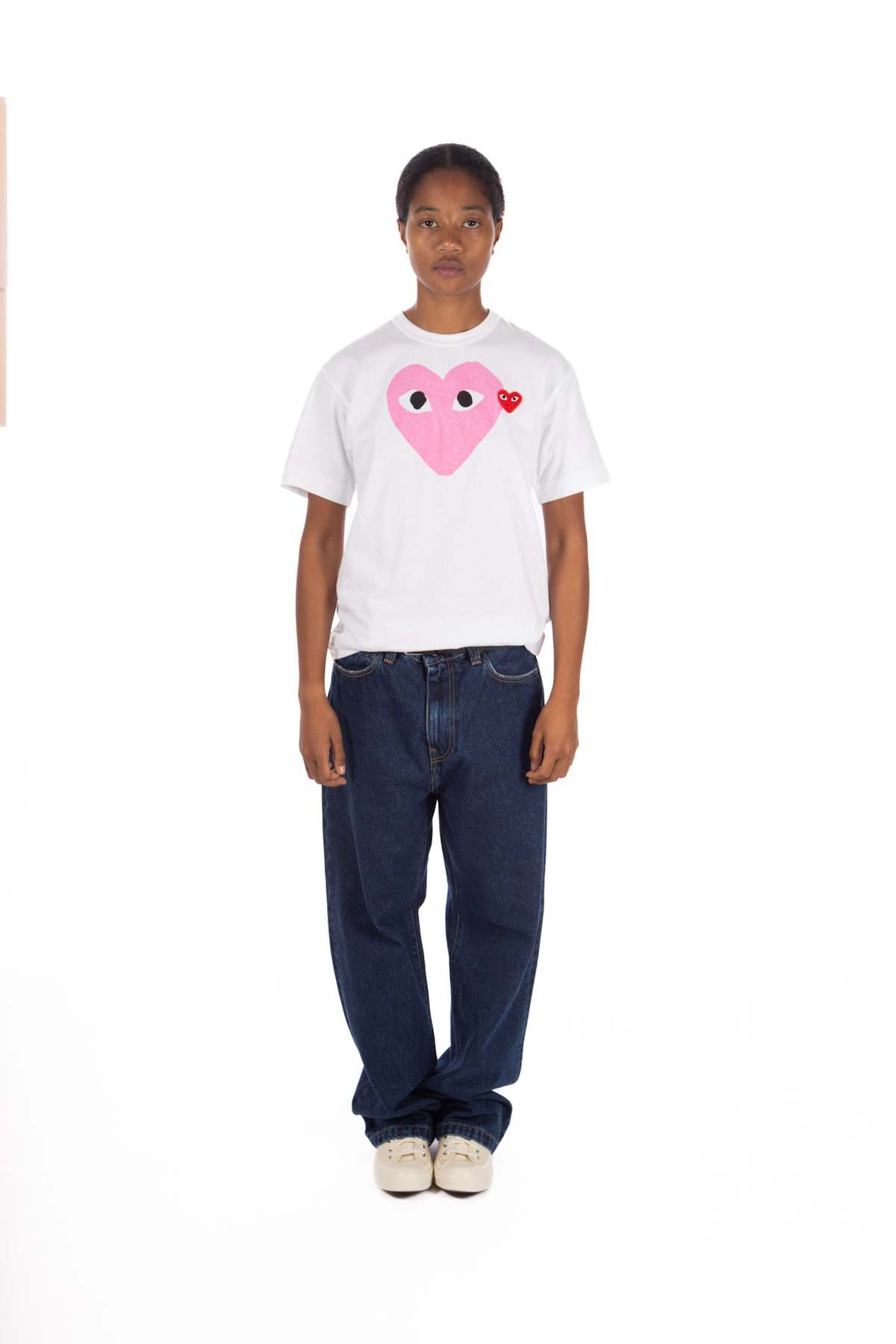 Comme des Garçons Play Big Pink Heart Tee - white | Garmentory