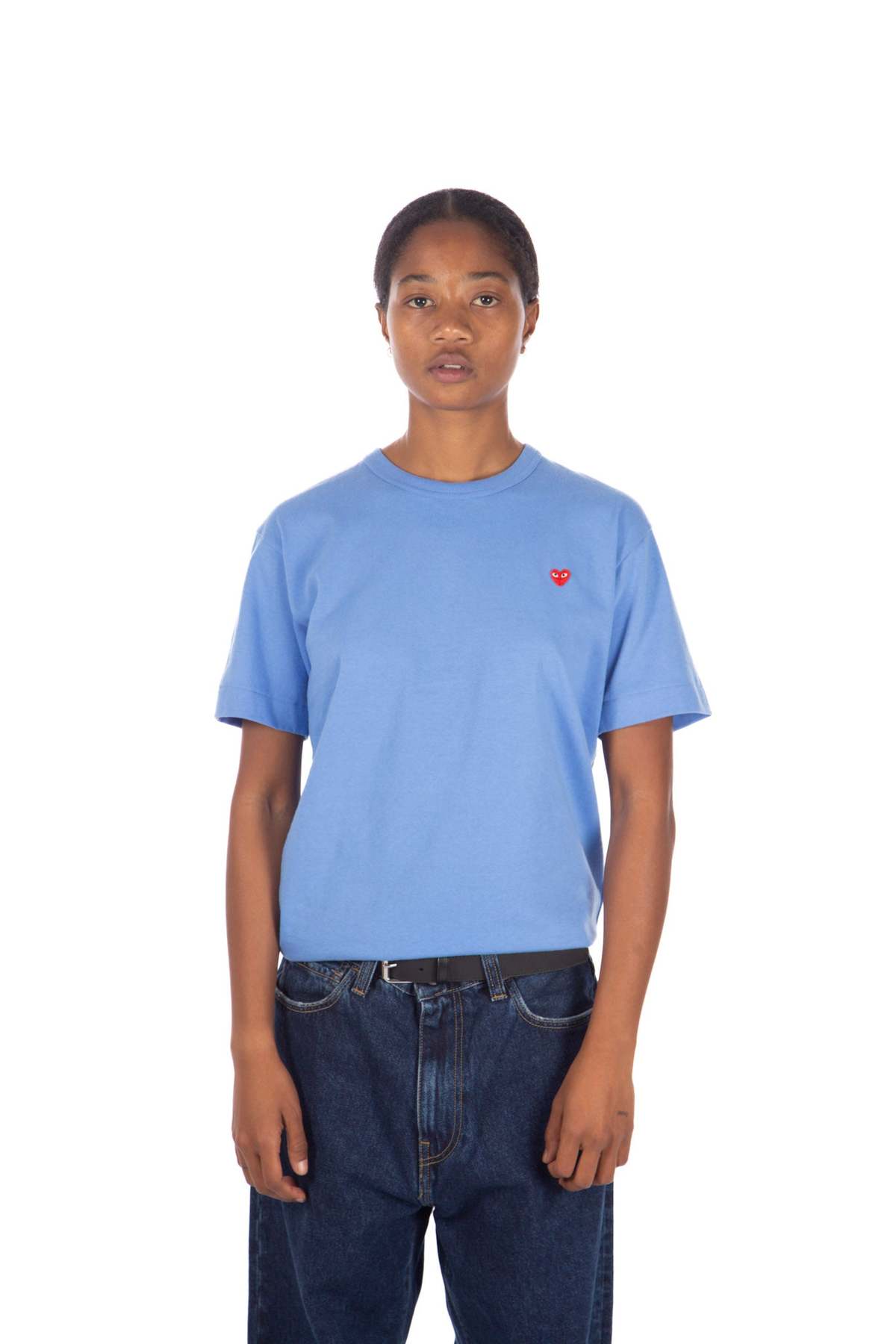 Comme des Garçons Little Heart Tee - Blue/Red | Garmentory