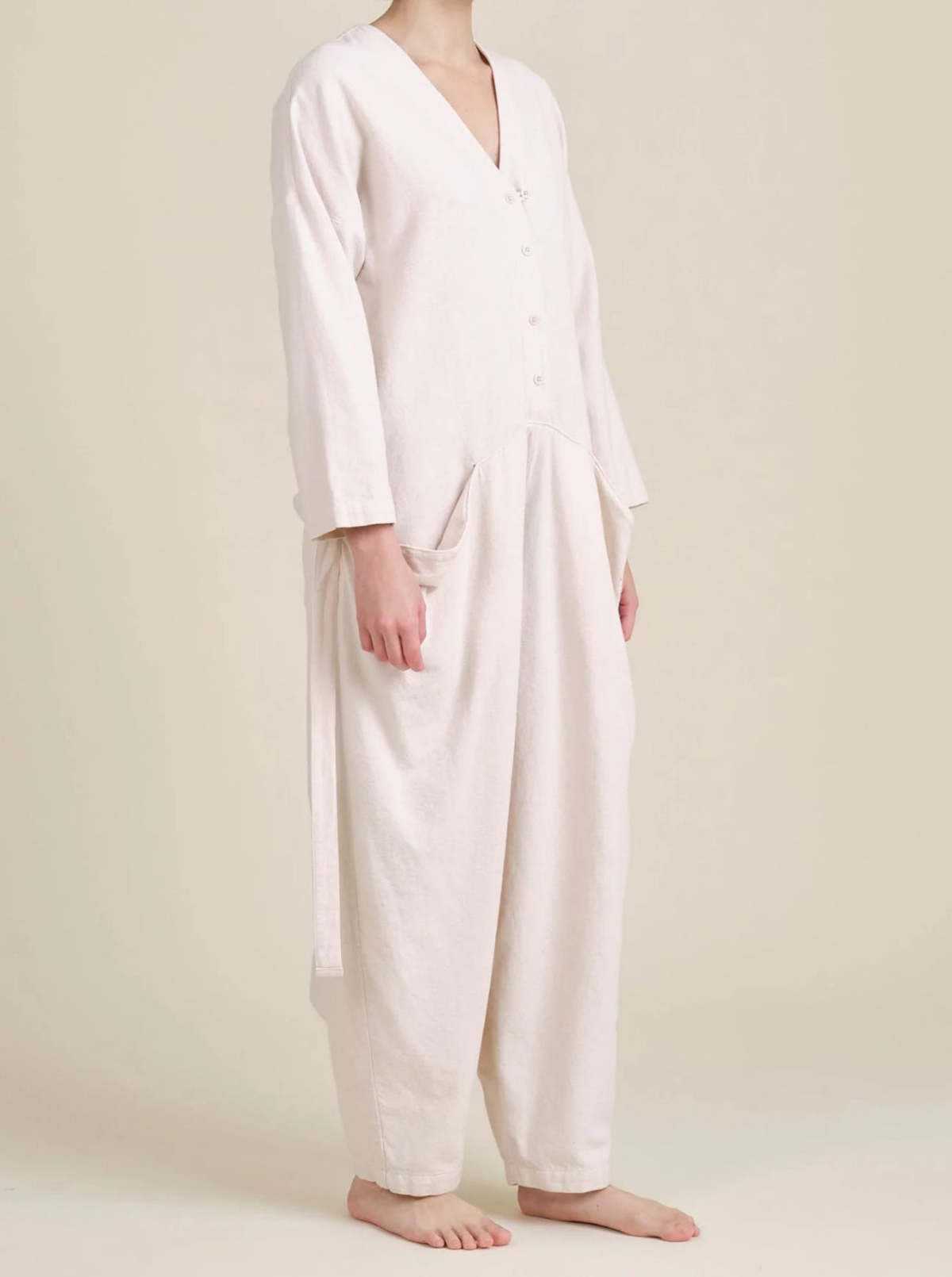 Black Crane Painter Jumpsuit Cream Garmentory